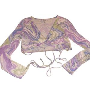 Just Polly New York wrap tie crop top size large